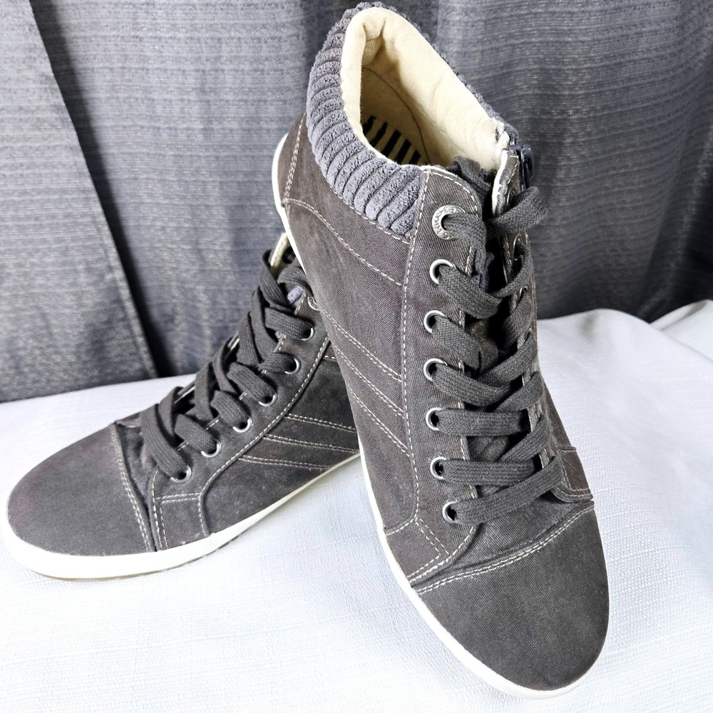 Taos Startup Shoes Womens 10 Casual Mid Top Sneakers Side Zip Lace Up Gray